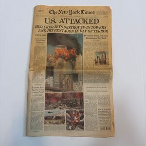 Original The New York Times Newspaper from 9/12/01 (9/11 Issue)